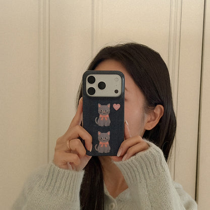 Denim Cat Phone Case (Hard/Card Storage/Magsafe)