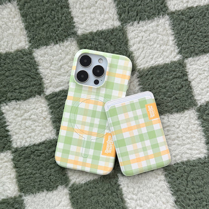 【Set】Cotton Candy Checked Label (Magsafe Hard) + Magsafe Card Slot