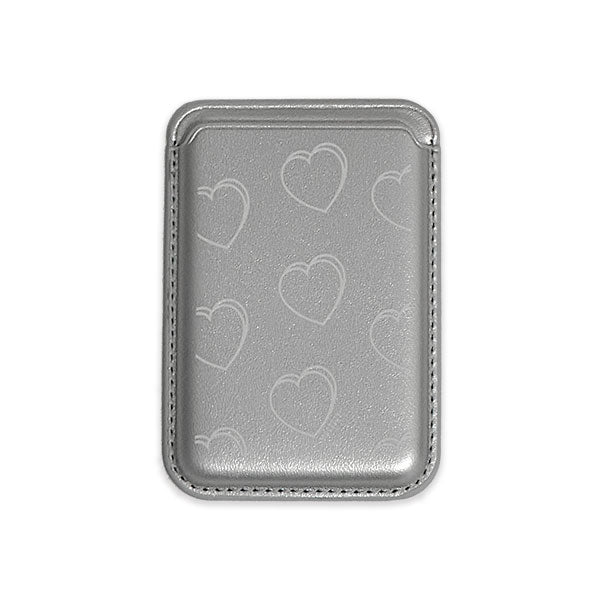 Mazzzzy Silver Heart MagSafe Card Wallet