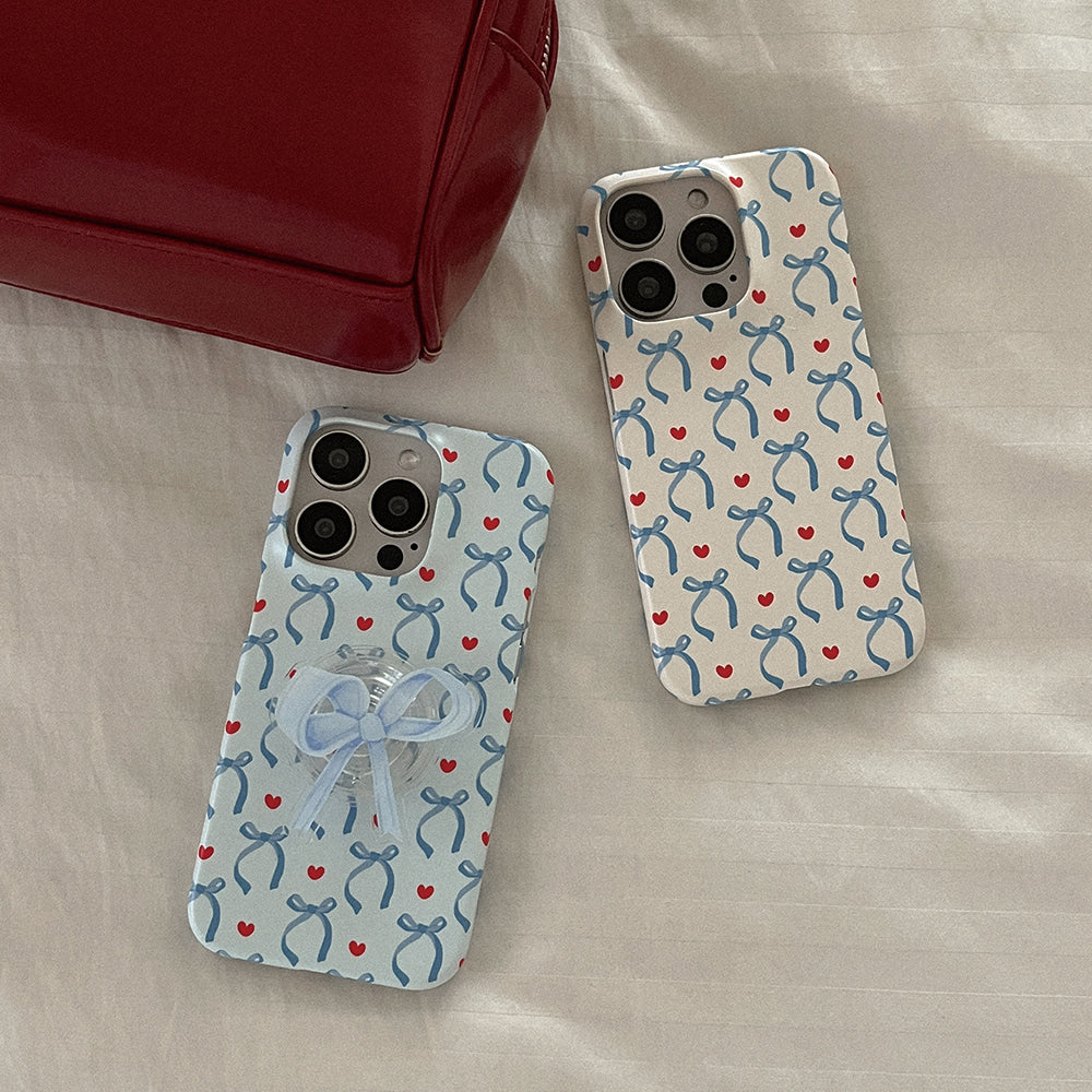 Vintage Blue Ribbon Pattern Phone Case (Hard/Card Storage)