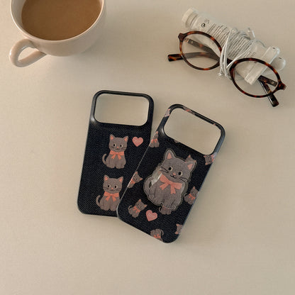Denim Cat Phone Case (Hard/Card Storage/Magsafe)