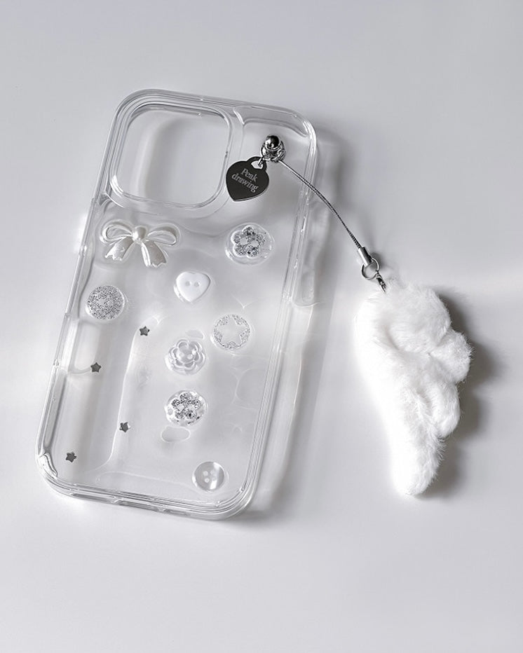 Peakdrawing Lily Button Heart Resin Case