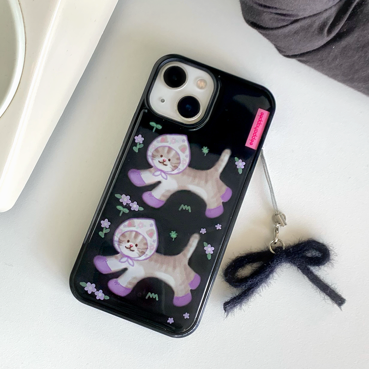Eppah Flower Tabby Cat Case (Epoxy bumper/Glass/Magsafe)