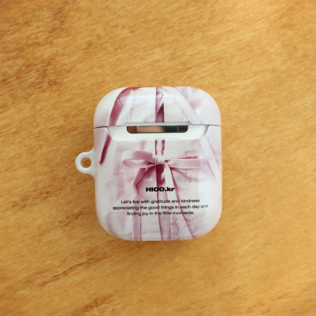 HIOO.kr Tie a pink ribbon airpods case (Glossy hard)