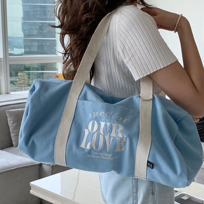 Your Emotions OUR LOVE duffle bag / blue