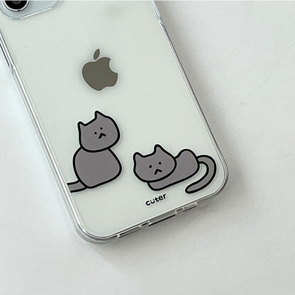 Cuter Gray Cat Phone Case (Jelly/Jelly Hard/Jelly Tank)