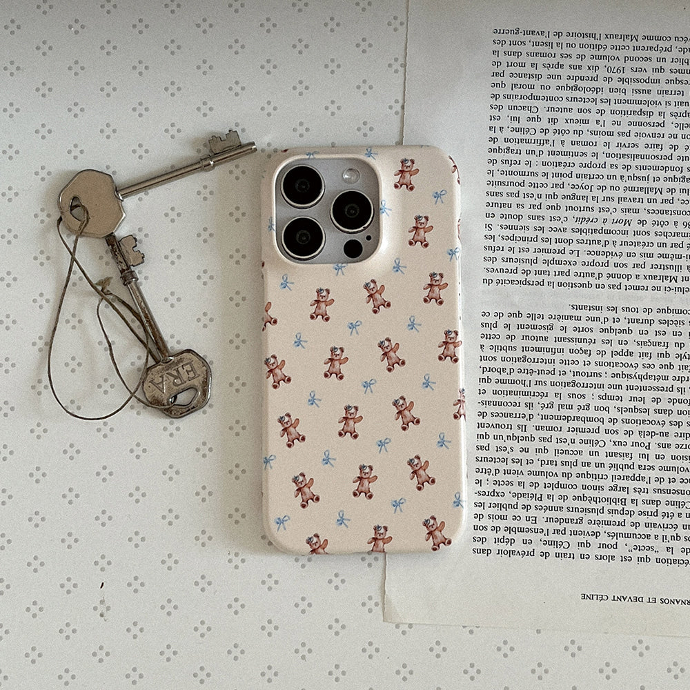 Fluffy Bear Pattern Phone Case (Hard/Card Storage)