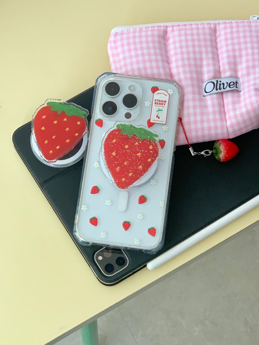 【加購價】Olivet Strawberry Pattern Clear/Magsafe Case