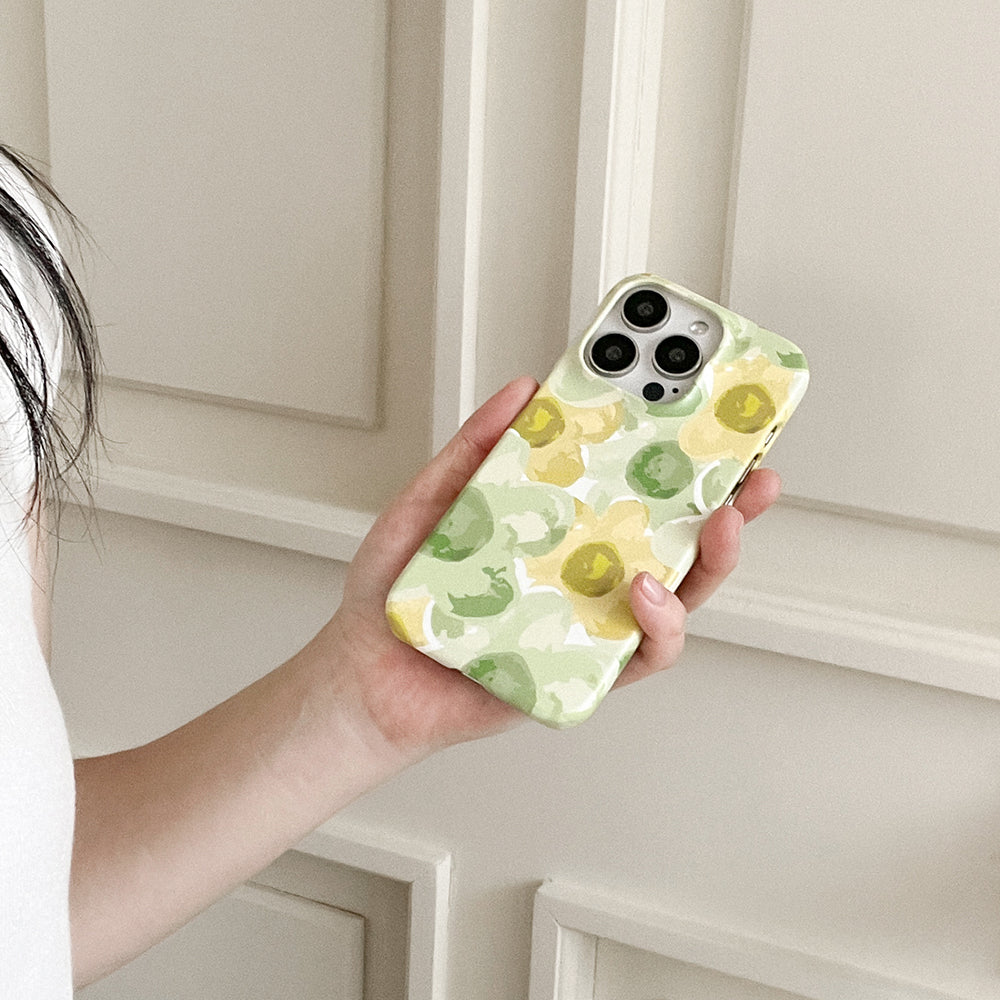 Flower Watercolor Phone Case (Hard/Card Storage) (3色)