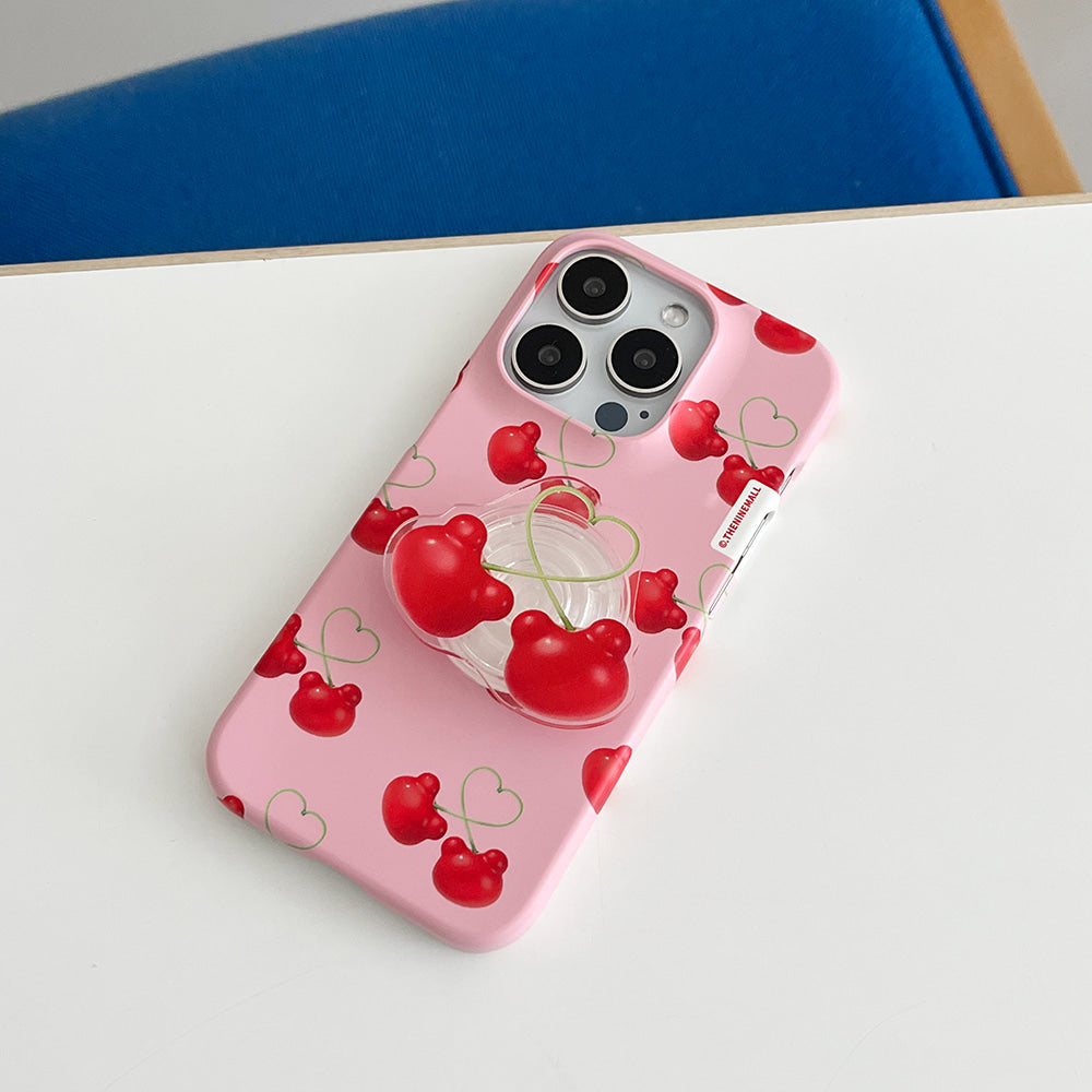 Cherry Face Gummy Phone Case (Hard/Card Storage) (2色)