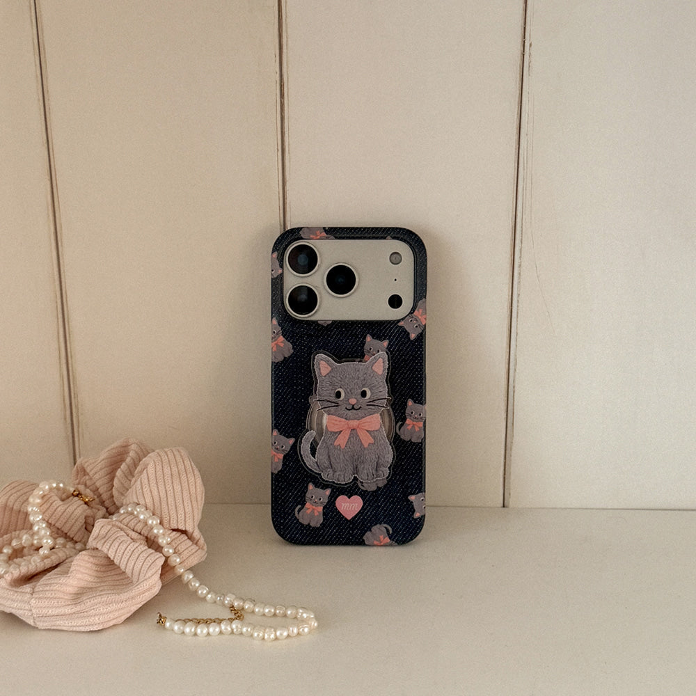 Denim Cat Phone Case (Hard/Card Storage/Magsafe)