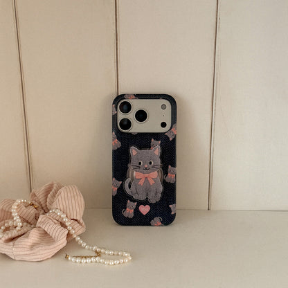 Denim Cat Phone Case (Hard/Card Storage/Magsafe)