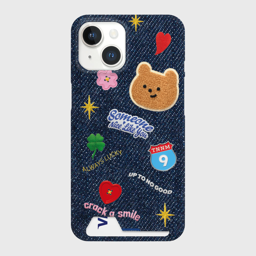 Pattern Denim Patch Phone Case (Hard/Card Storage)