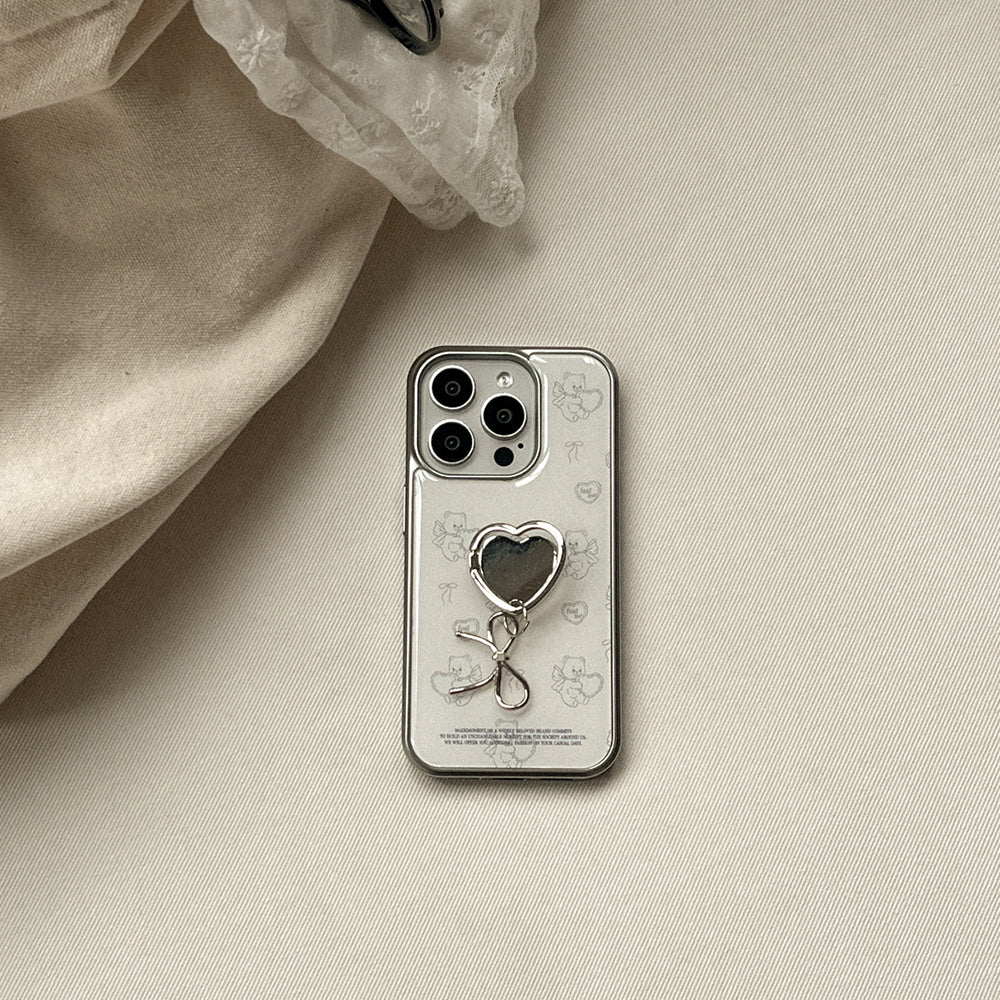 【Set】Vintage Heart Bear (Silver Bumper Case)+指環扣