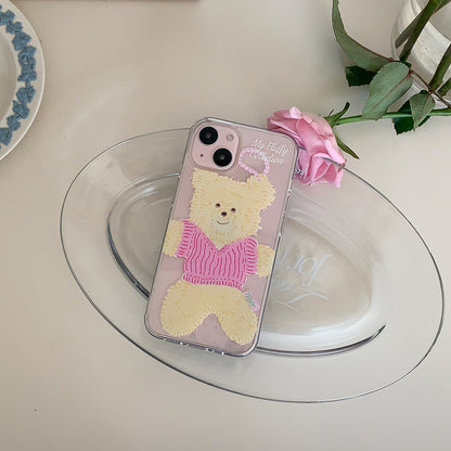 Big Knit Bear Phone Case (Clear/Tank Clear/Clear card storage)