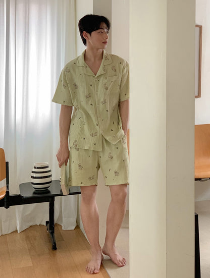 Juuneedu Mocha Cotton Short Sleeves Pajamas (2色) 短袖睡衣