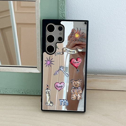 Vintage Drawing Pattern Mirror Bumper Case (鏡面殼)