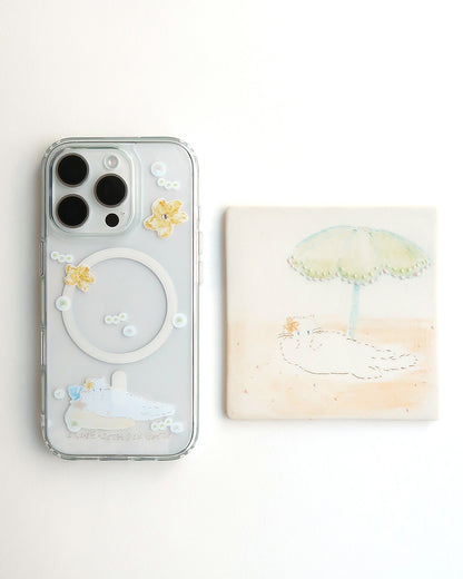 I live with six cats Orange Plumeria Phone Case (Magsafe Jelly Hard)