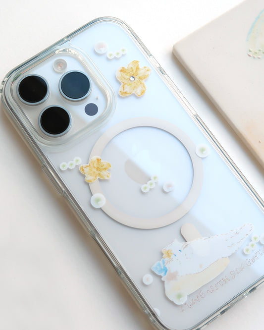 I live with six cats Orange Plumeria Phone Case (Magsafe Jelly Hard)