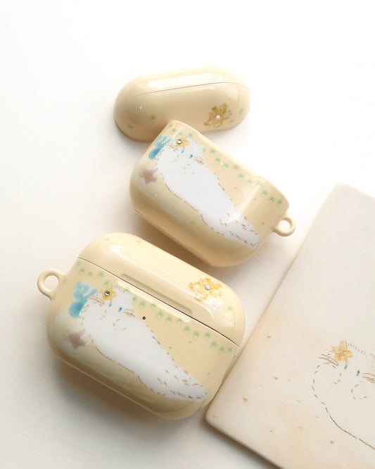 I live with six cats Orange Plumeria Airpods Case