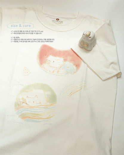 I live with six cats eating watermelon T-shirt