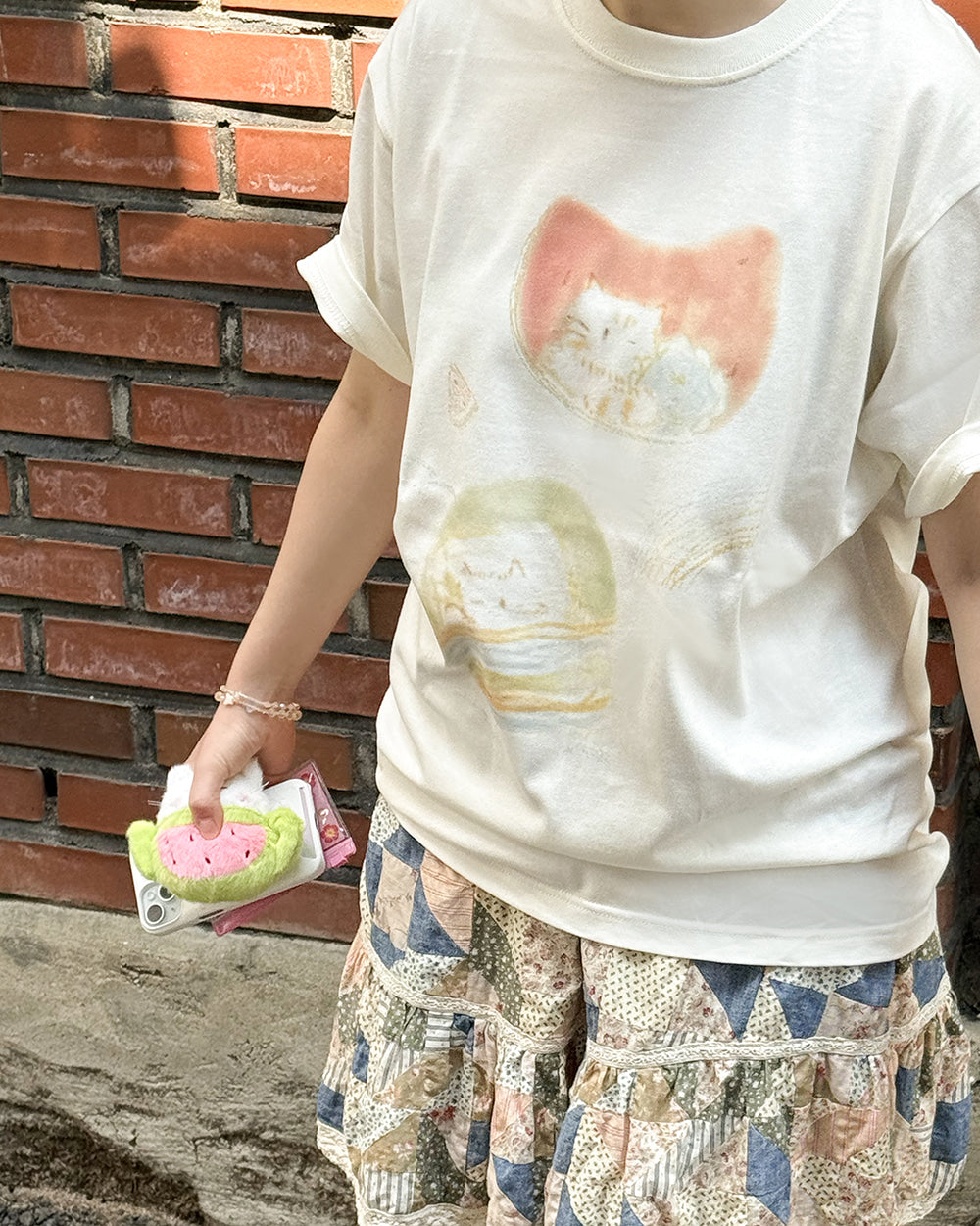 I live with six cats eating watermelon T-shirt