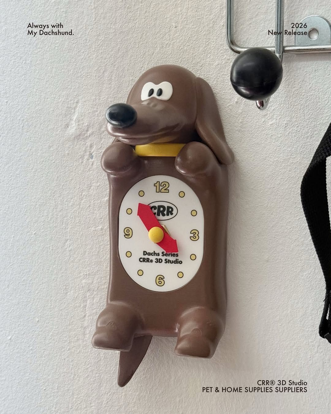 CRR Wagging Tail Wall Clock (黑貓/臘腸狗)