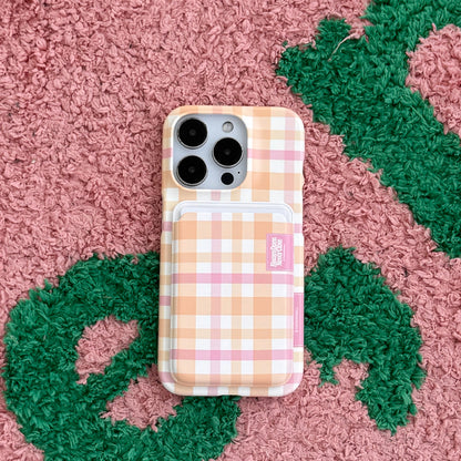 【Set】Cotton Candy Checked Label (Magsafe Hard) + Magsafe Card Slot