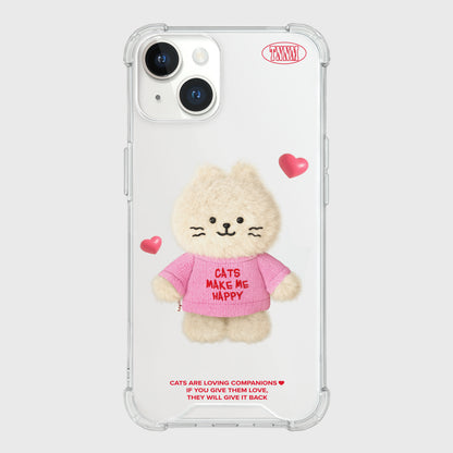 Fluffy Hey Cat Phone Case (Clear/Tank Clear/Clear Card Storage)