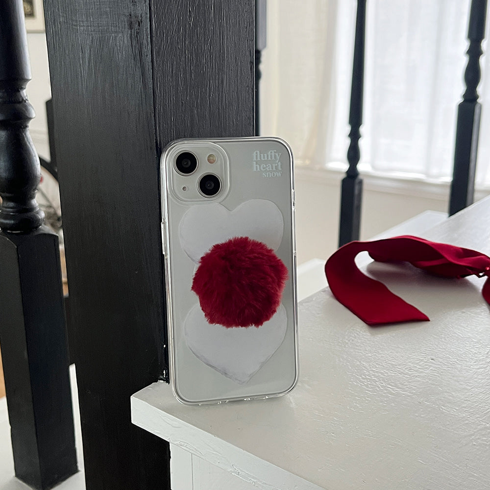 Fluffy Heart Snow Phone Case (Clear/Tank Clear/Clear card storage)