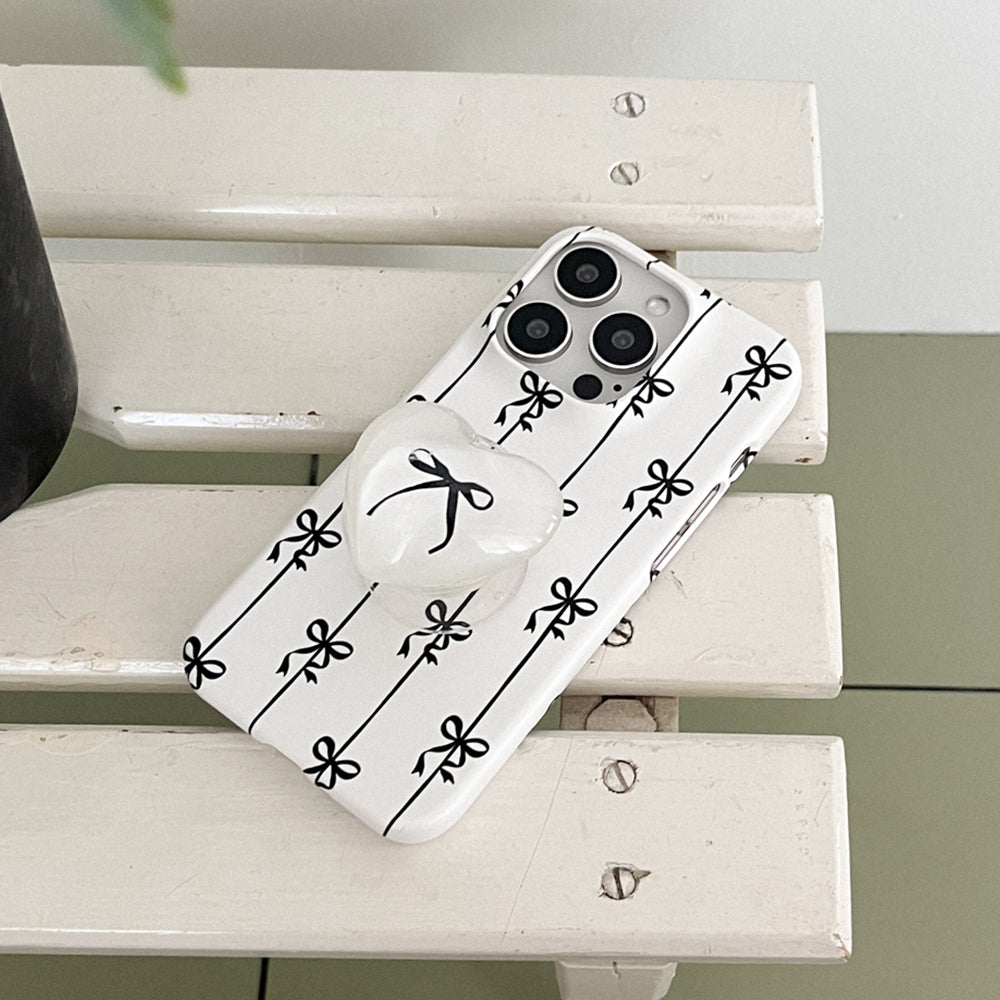 Line Ribbon Pattern Phone Case (Hard/Card Storage) (4色)