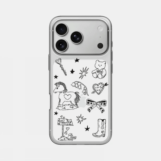 Gummy Black Doodle Phone Case (Clear 透明殼)