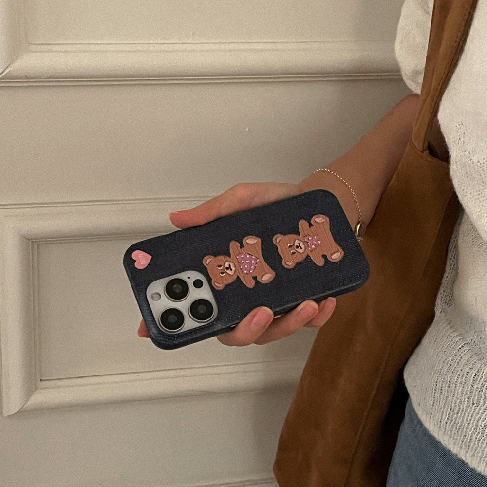 Love Teddy Stitch Phone Case (Hard/Card Storage/Magsafe)