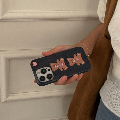 Love Teddy Stitch Phone Case (Hard/Card Storage/Magsafe)