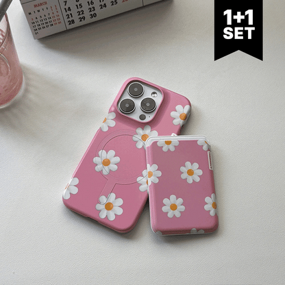 【Set】Marguerite Flower Pattern(Magsafe Hard)+Card Slot
