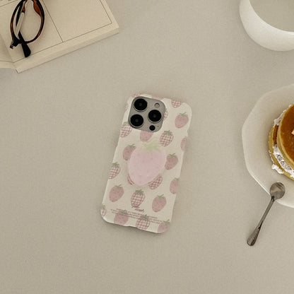 Strawberry Check Pattern Phone Case (Hard/Card Storage/Magsafe)