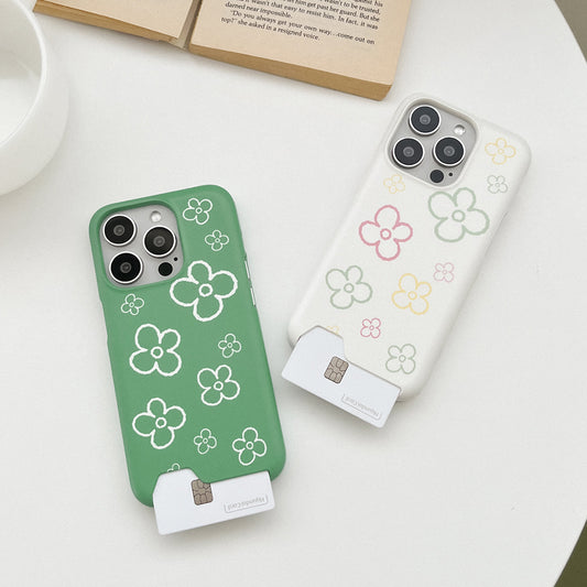 Flower Doodle Pattern Phone Case (Hard/Card Storage) (2色)