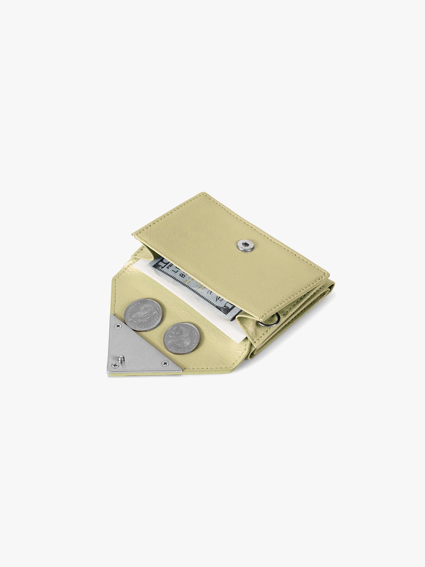 [27/11韓國出貨] Fennec Crinkle Triangle Triple Wallet - Soft olive