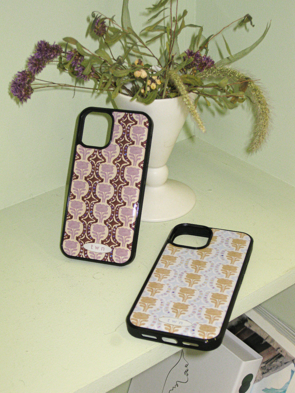 Twiner Flower(Powder blue) Phone Case (Epoxy)