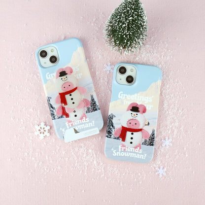 Greetings Windy Snowman Phone Case (Hard/Card Storage)