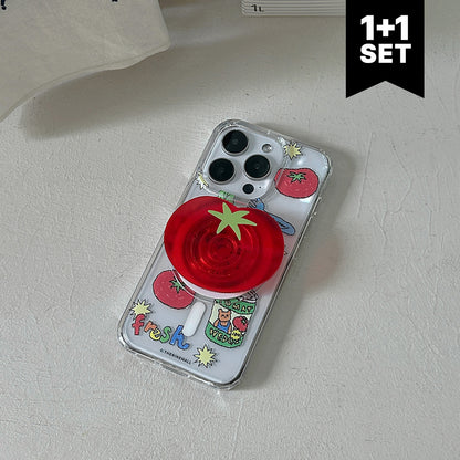 【Set】Tomato Drawing Pattern (Magsafe Jelly Hard) + Magsafe Tok