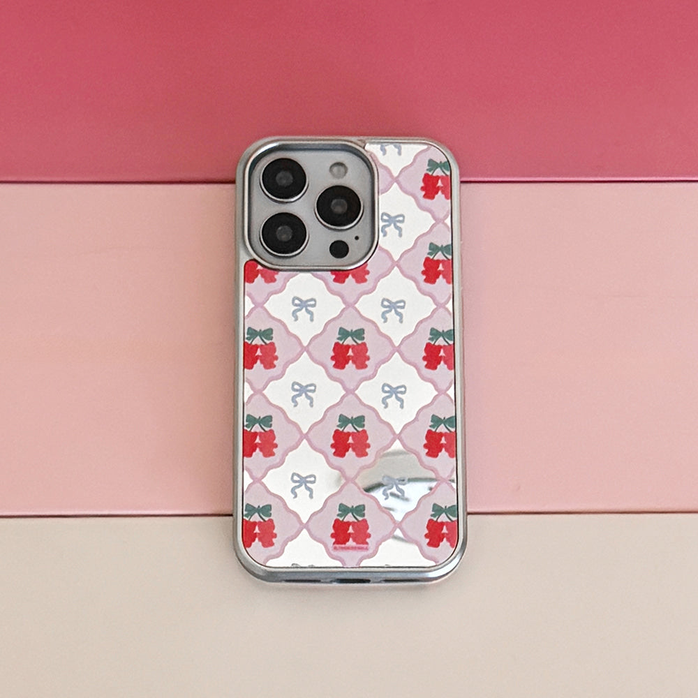Cherry Gummy Checkerboard Phone Case (Mirror silver bumper case)