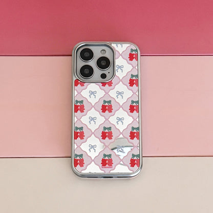 Cherry Gummy Checkerboard Phone Case (Mirror silver bumper case)