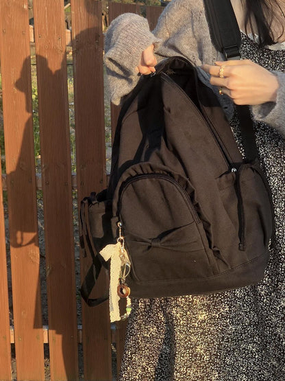 Ovuni Ruffle Ribbon Backpack_ Vintage Black