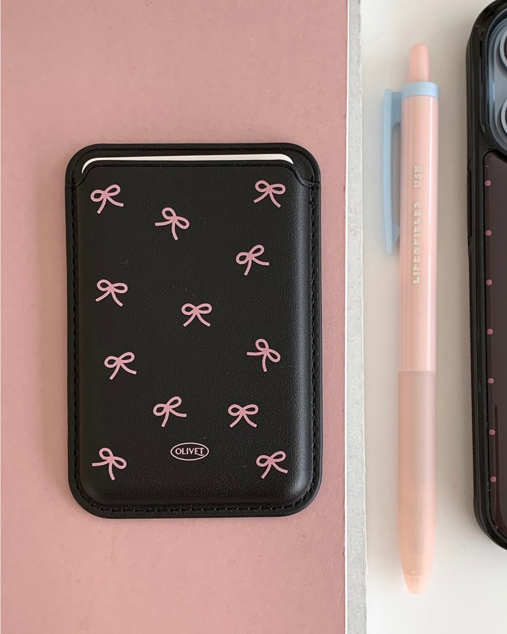 [NEW Color!] Olivet ribbon pattern magsafe wallet (7色)