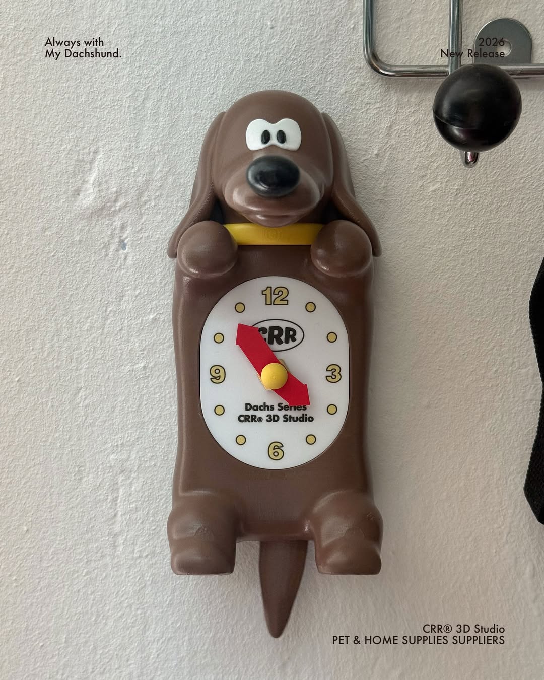 CRR Wagging Tail Wall Clock (黑貓/臘腸狗)