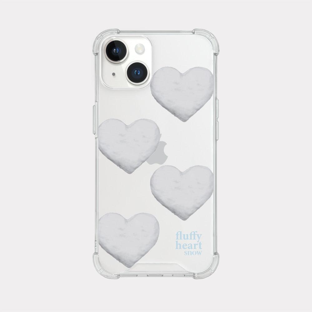 Pattern Fluffy Heart Snow Phone Case (Clear/Tank Clear/Clear card storage)