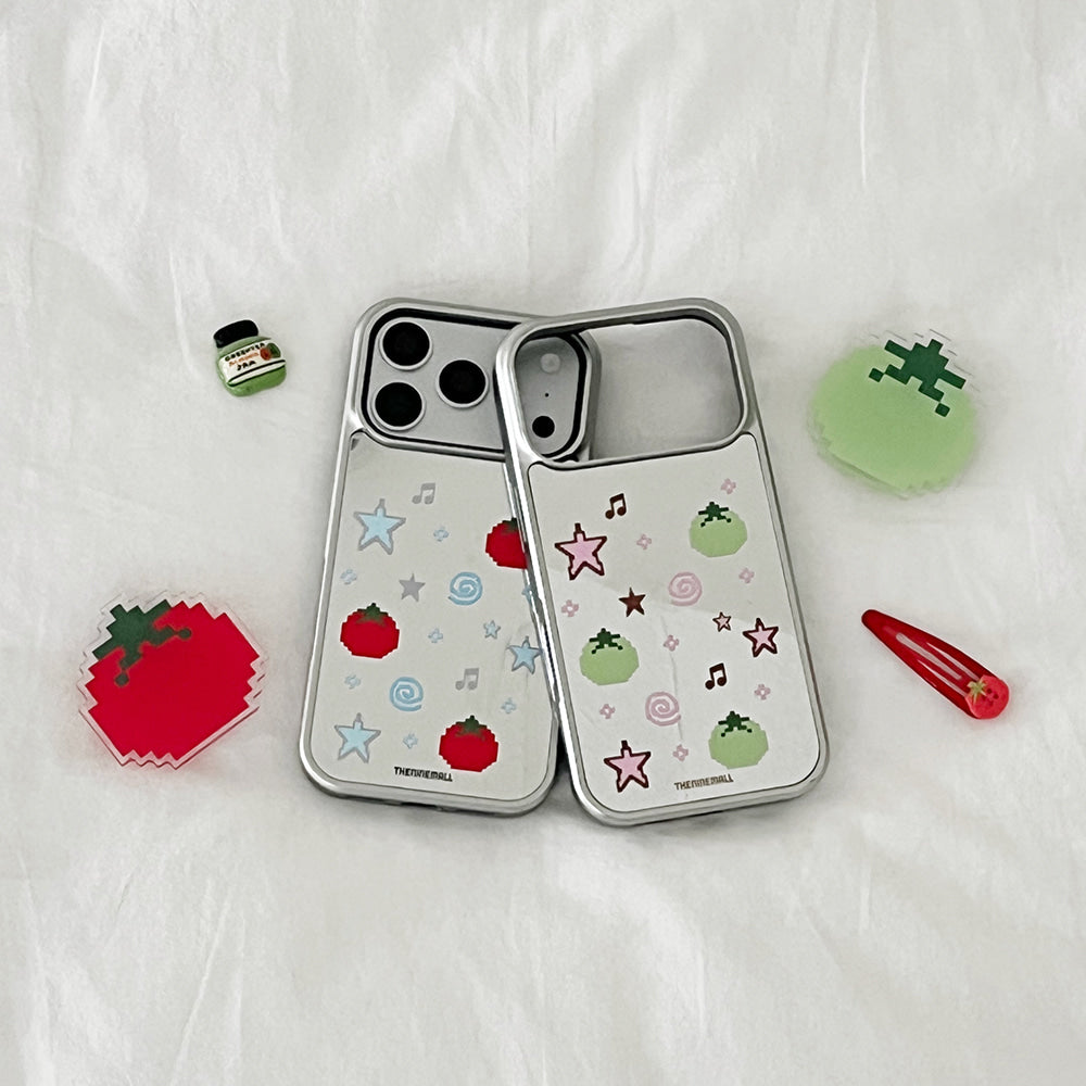 Tomato Pixel Phone Case (Mirror silver bumper case)