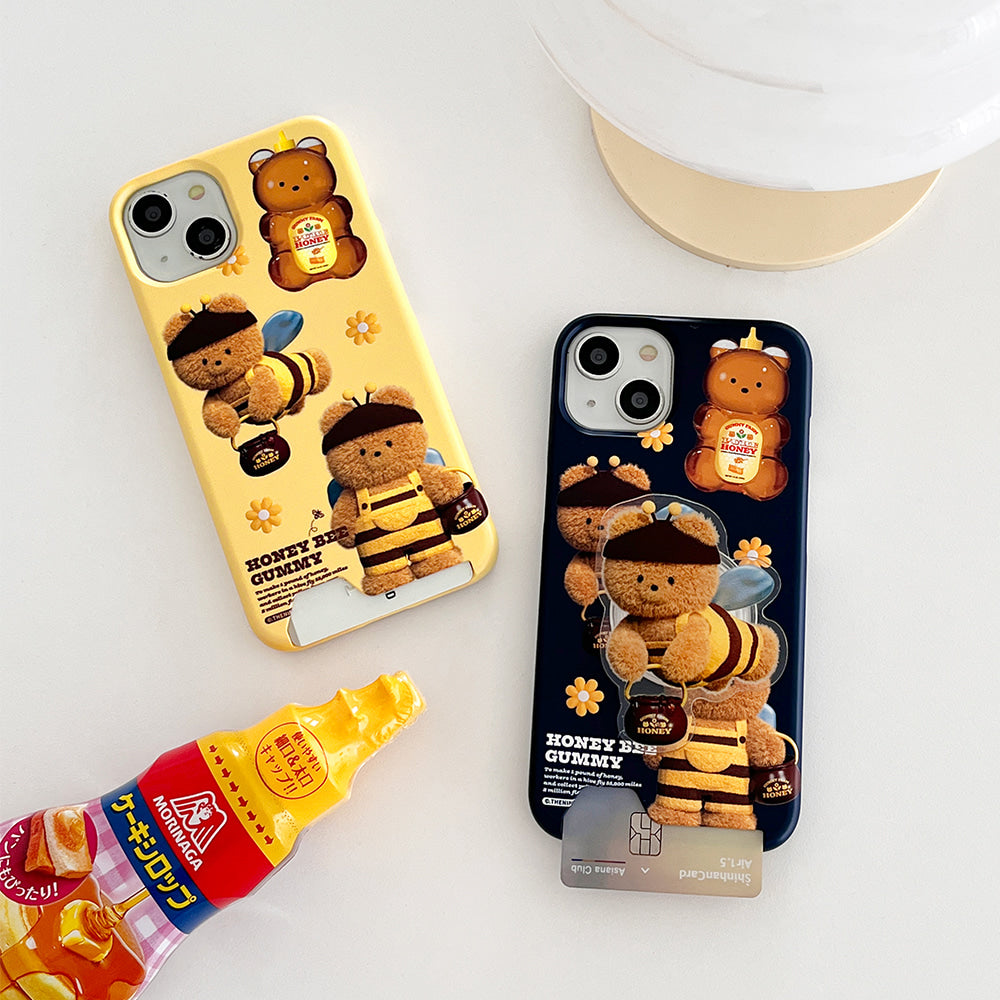 Pattern Honey Bee Gummy Phone Case (Hard/Card Storage) (2色)