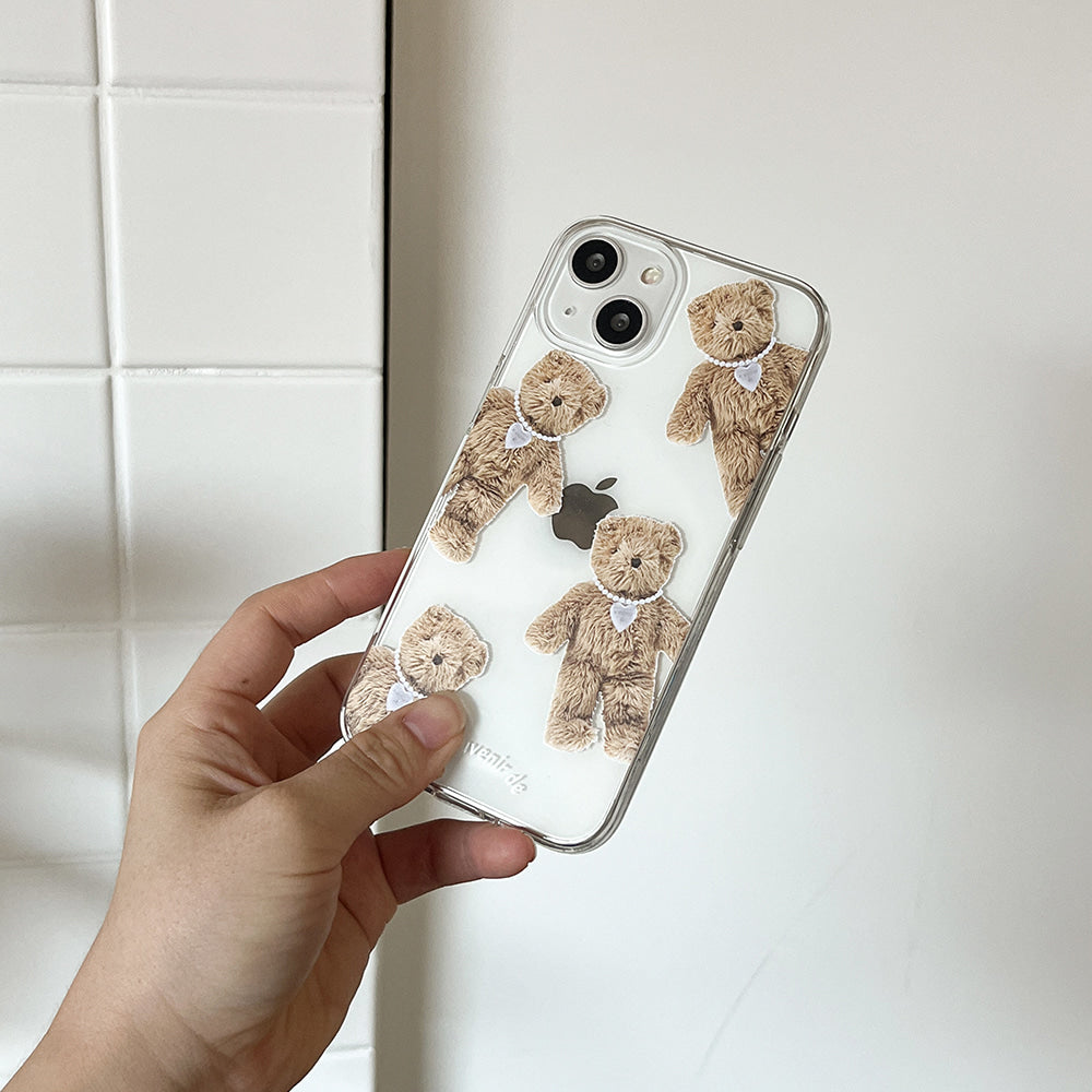 Pattern Teddy Souvenir Pendant Phone Case (Clear/Tank 透明/透明Tank款)